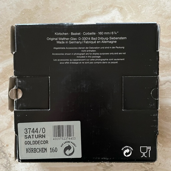 NEW Germany Original Walther Crystal Glas Basket with Handle, Gold Trim - Picture 7 of 8